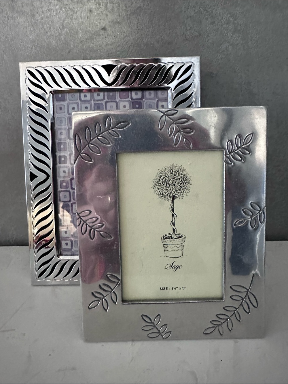2 SILVER ORNATE ENGRAVED Metal Photo Picture Frame FITS 3.5 x 5" 5x7